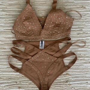 Fashion Nova Tan Bikini with Rhinestones